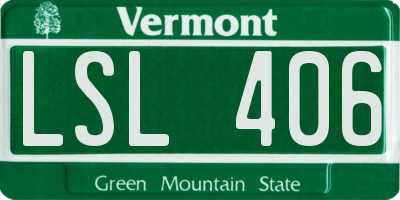 VT license plate LSL406
