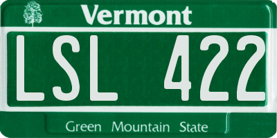 VT license plate LSL422