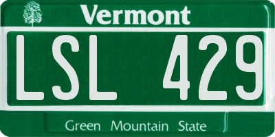 VT license plate LSL429