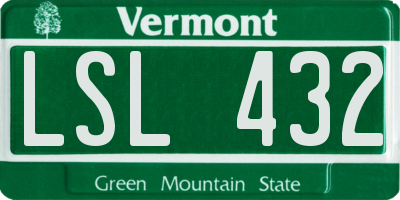 VT license plate LSL432