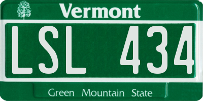 VT license plate LSL434