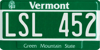 VT license plate LSL452