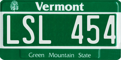 VT license plate LSL454