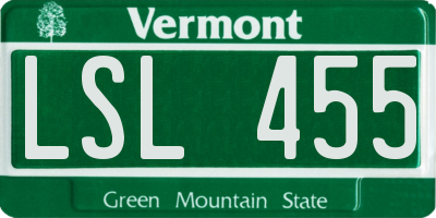 VT license plate LSL455