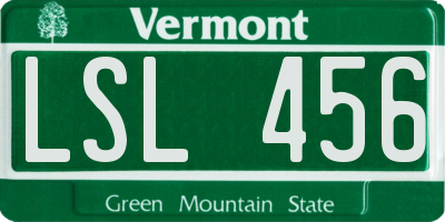 VT license plate LSL456