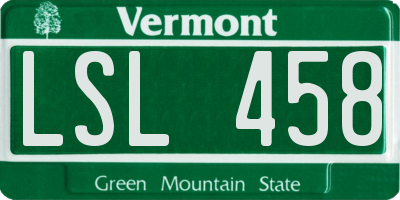 VT license plate LSL458