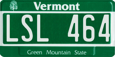 VT license plate LSL464