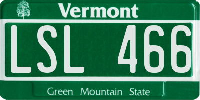 VT license plate LSL466