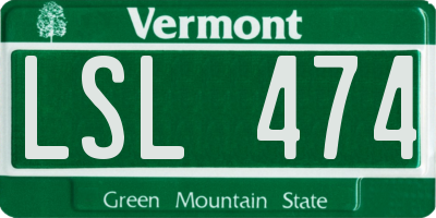 VT license plate LSL474