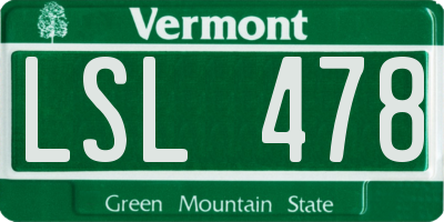 VT license plate LSL478
