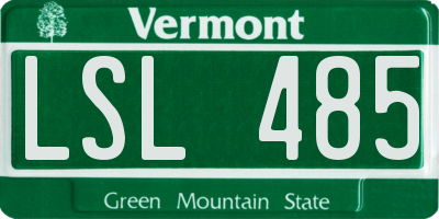 VT license plate LSL485