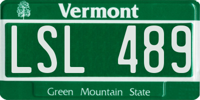 VT license plate LSL489