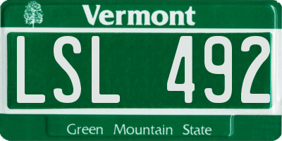 VT license plate LSL492
