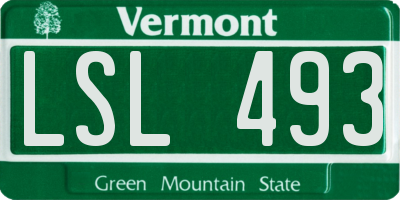 VT license plate LSL493