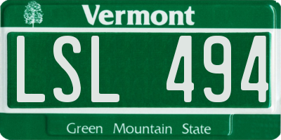 VT license plate LSL494
