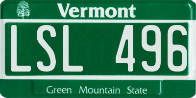VT license plate LSL496