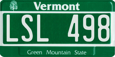 VT license plate LSL498