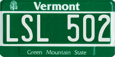 VT license plate LSL502