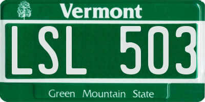 VT license plate LSL503