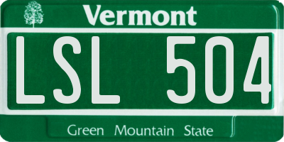 VT license plate LSL504