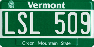 VT license plate LSL509