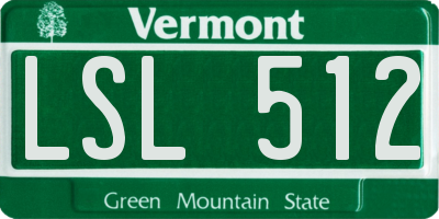 VT license plate LSL512