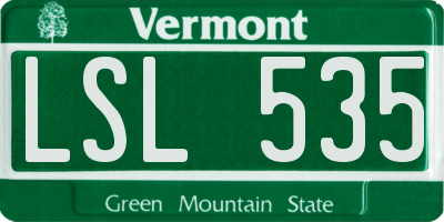 VT license plate LSL535