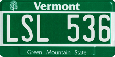 VT license plate LSL536
