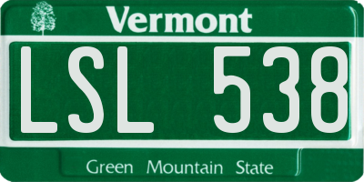 VT license plate LSL538