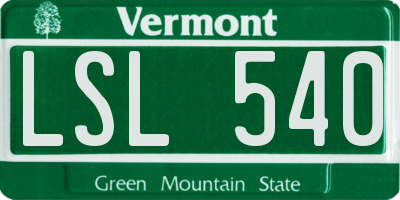 VT license plate LSL540