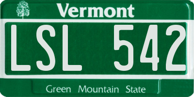VT license plate LSL542