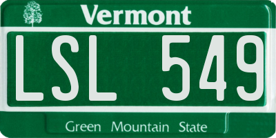 VT license plate LSL549