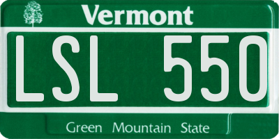 VT license plate LSL550