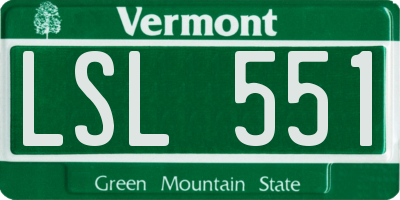 VT license plate LSL551