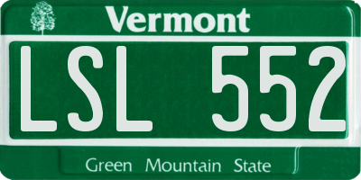 VT license plate LSL552