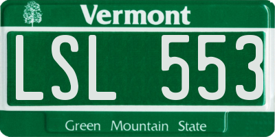 VT license plate LSL553