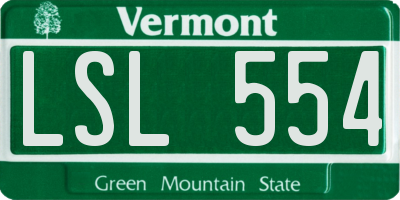VT license plate LSL554