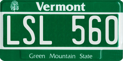 VT license plate LSL560