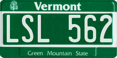 VT license plate LSL562