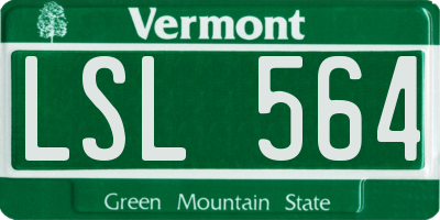 VT license plate LSL564