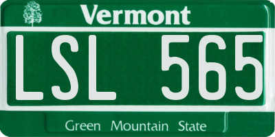 VT license plate LSL565