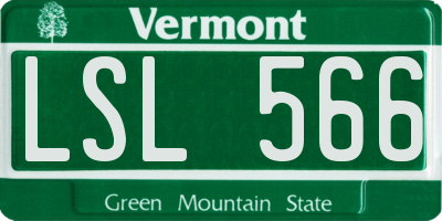VT license plate LSL566