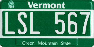 VT license plate LSL567
