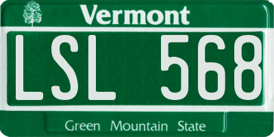 VT license plate LSL568