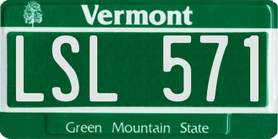 VT license plate LSL571