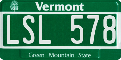 VT license plate LSL578