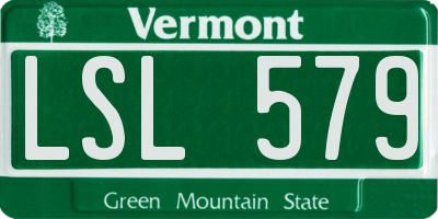 VT license plate LSL579