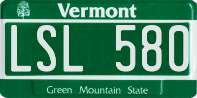 VT license plate LSL580