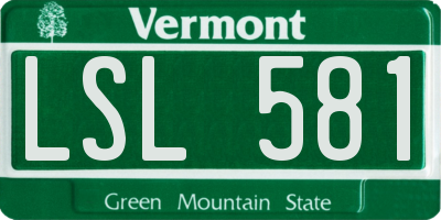 VT license plate LSL581