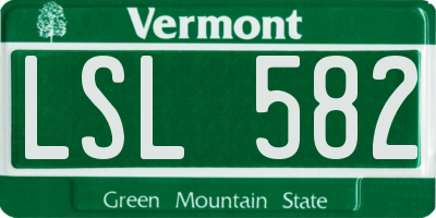 VT license plate LSL582
